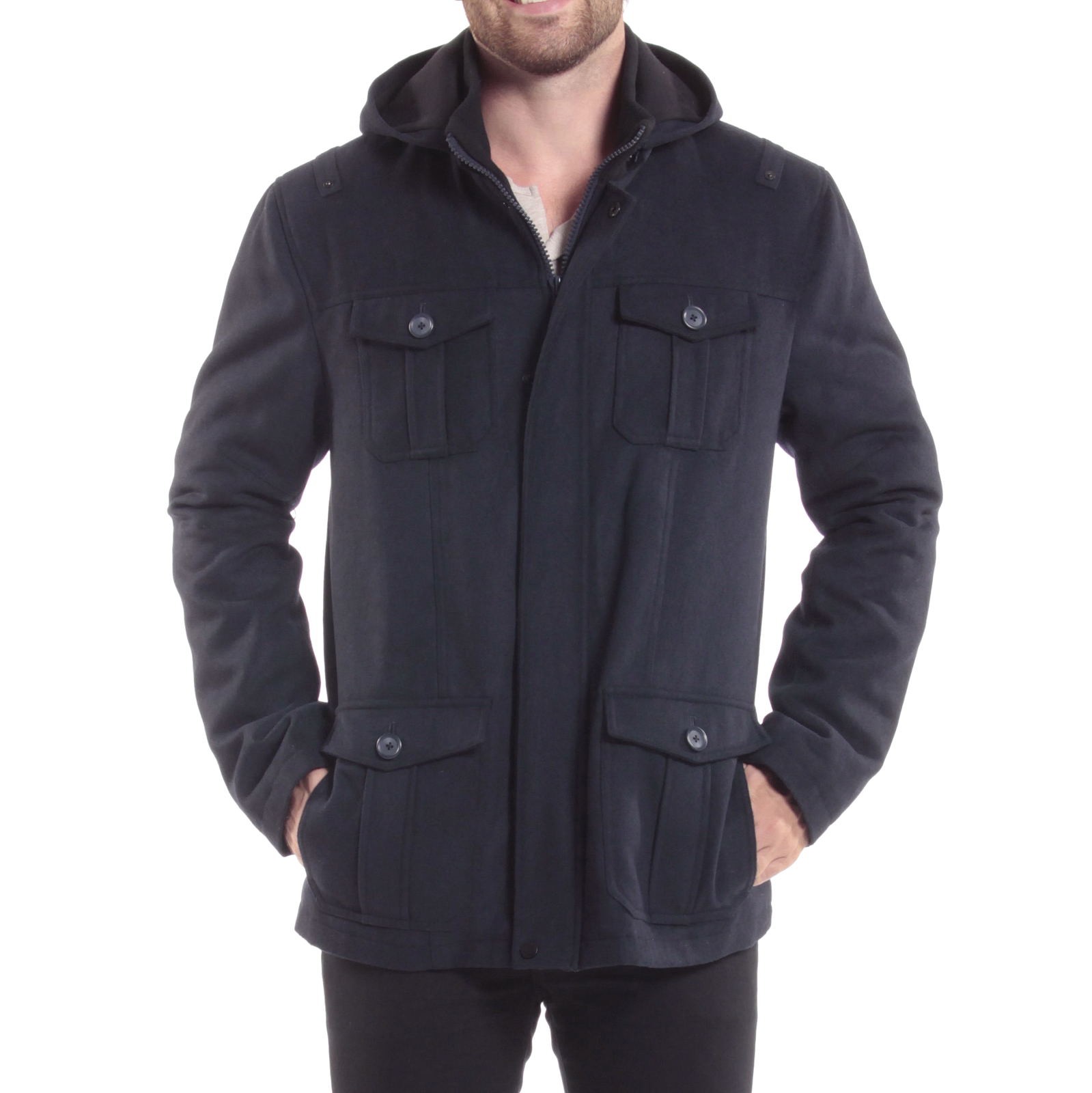 Alpine Swiss Noah Wool Mens Military Jacket Hood Parka Cargo Pocket